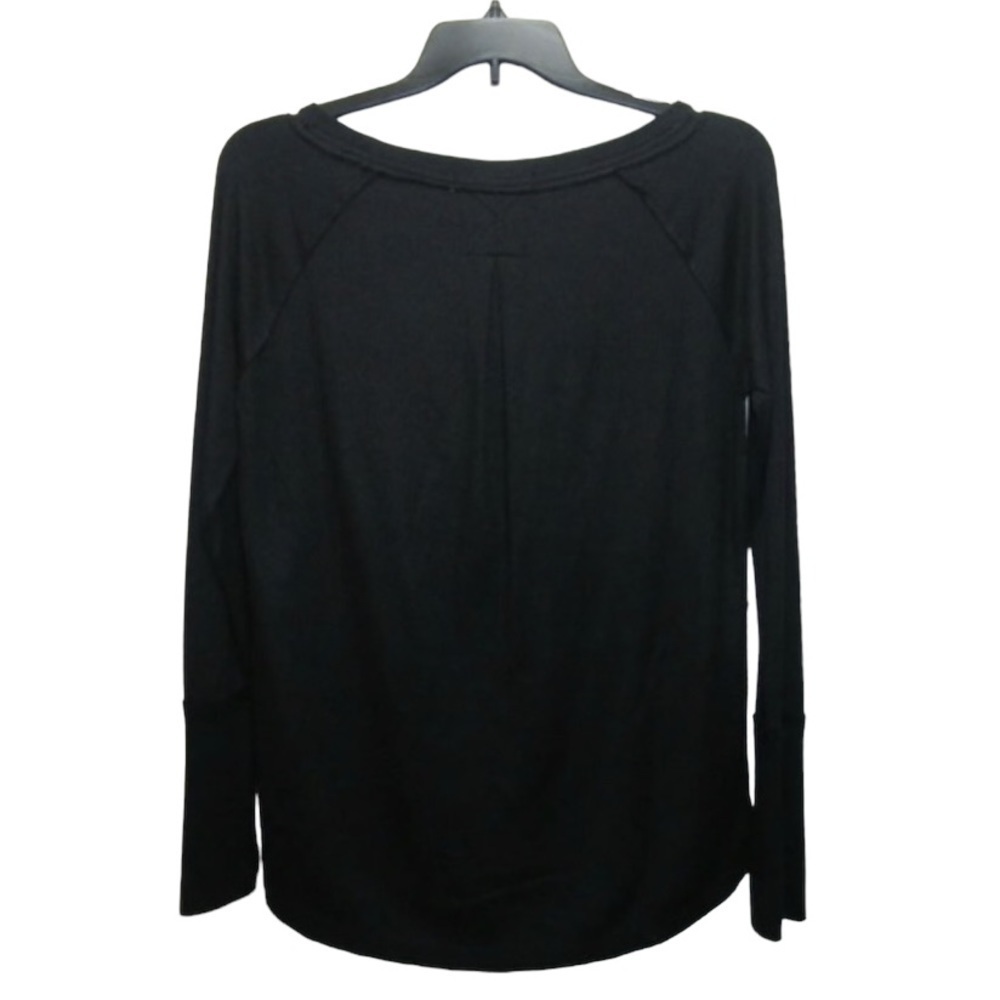 FREE PEOPLE Snowy Black Thermal Waffle-knit Oversized Long Sleeve Top EUC - Picture 4 of 7
